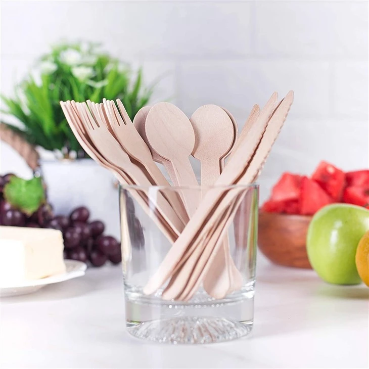 Disposable Wooden Cutlery Set Eco Friendly, Biodegradable, Compostable Large Size - 160mm